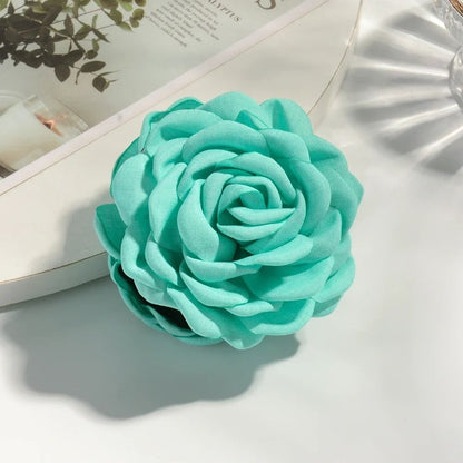 Cotton Rose Flower Hair Claw Clip  16 Colors Medium Size Shark Clamp For Women 18