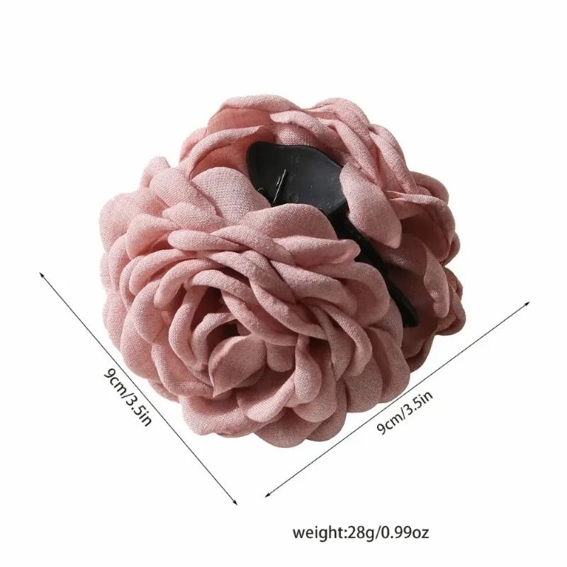 Cotton Rose Flower Hair Claw Clip  16 Colors Medium Size Shark Clamp For Women 3
