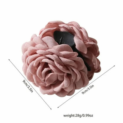 Cotton Rose Flower Hair Claw Clip  16 Colors Medium Size Shark Clamp For Women 3