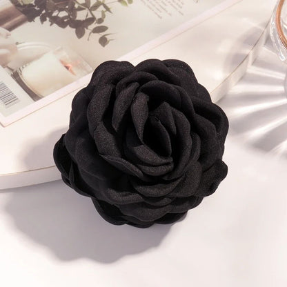 Cotton Rose Flower Hair Claw Clip  16 Colors Medium Size Shark Clamp For Women 6