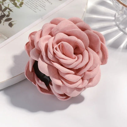 Cotton Rose Flower Hair Claw Clip  16 Colors Medium Size Shark Clamp For Women 8