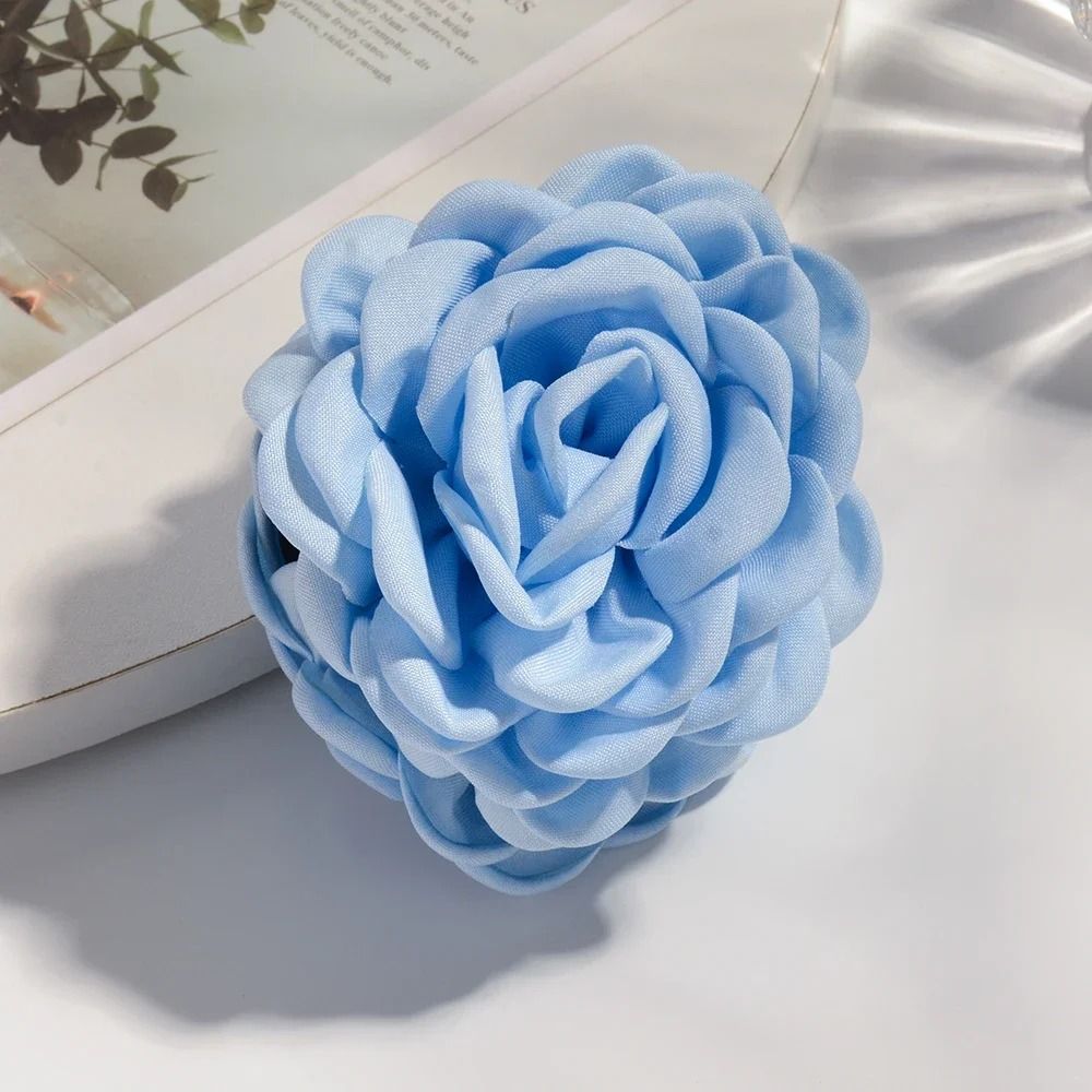 Cotton Rose Flower Hair Claw Clip  16 Colors Medium Size Shark Clamp For Women 19