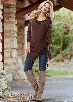 Womens MidLength Oversized TShirt With Fringe Diagonal Pattern  Casual SpringAutumn Top 4