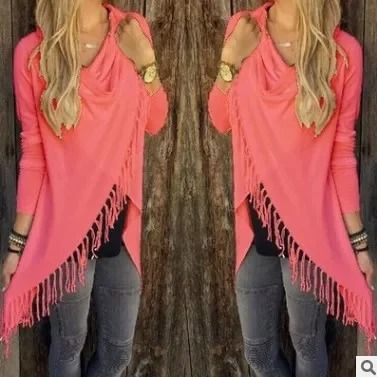 Womens MidLength Oversized TShirt With Fringe Diagonal Pattern  Casual SpringAutumn Top 5