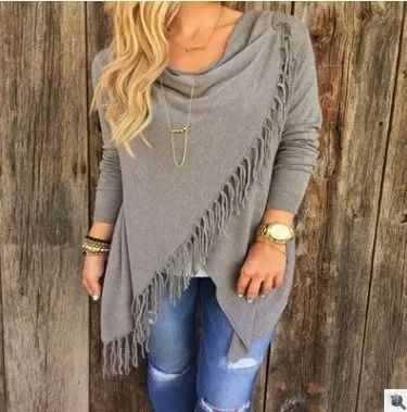 Womens MidLength Oversized TShirt With Fringe Diagonal Pattern  Casual SpringAutumn Top 8