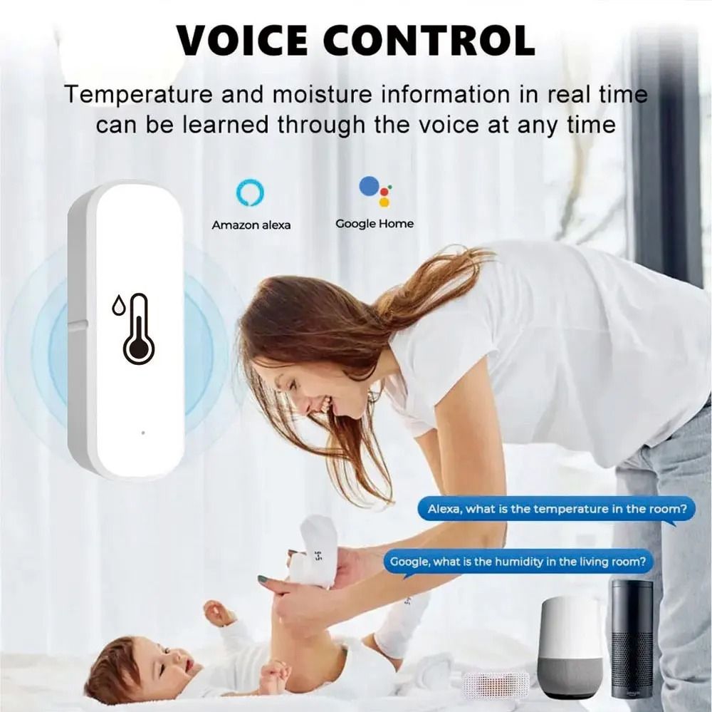 WiFi Smart Temperature And Humidity Sensor With App Monitoring Compatible With Alexa And Google Hom 3