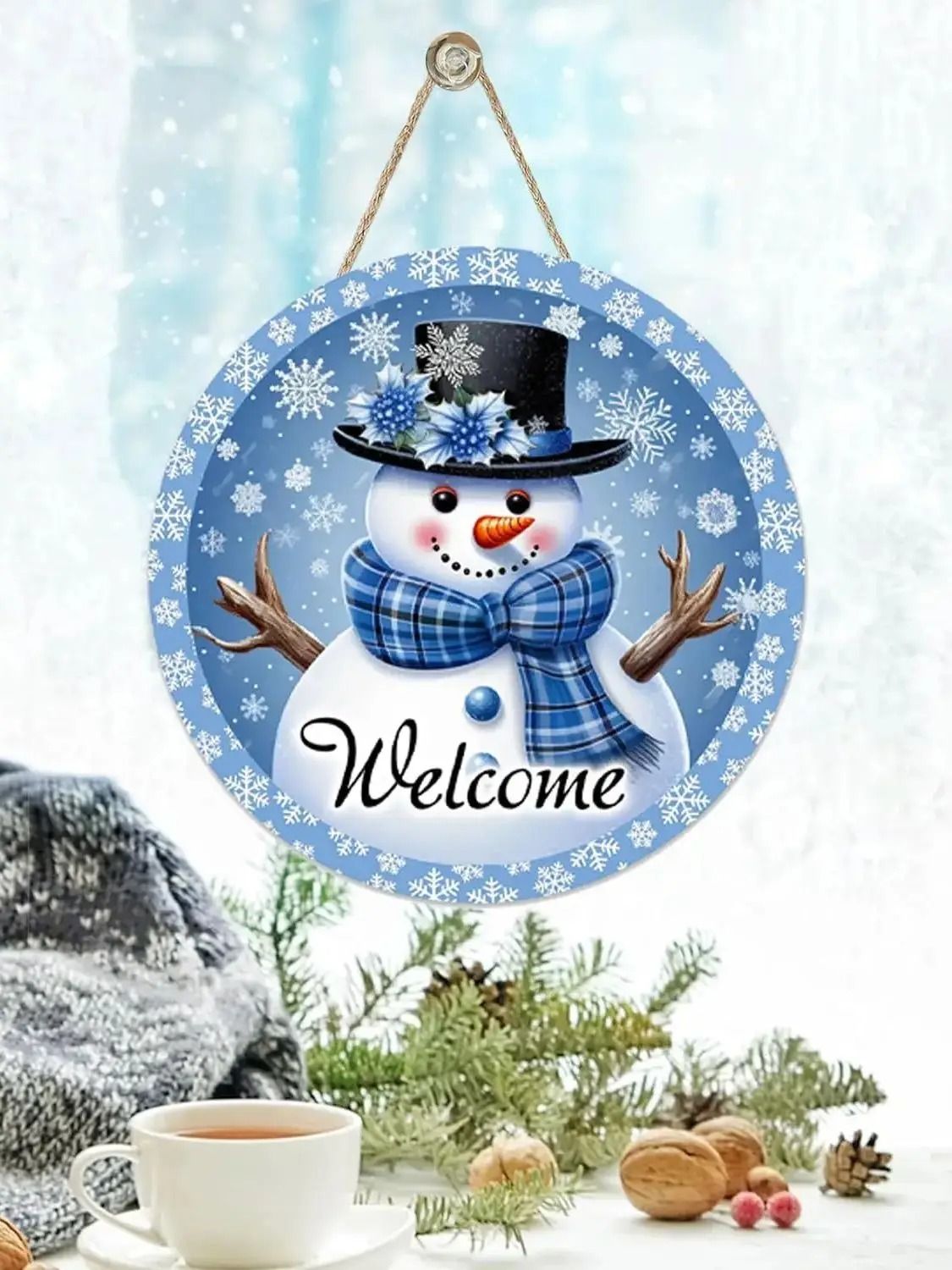 Christmas Welcome Hanging Wooden Sign 4