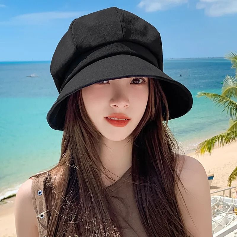 Womens Foldable Wide Brim Sun Bucket Hat 1