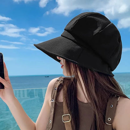 Womens Foldable Wide Brim Sun Bucket Hat 3