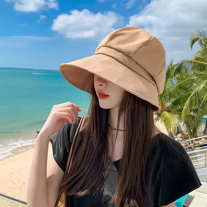 Womens Foldable Wide Brim Sun Bucket Hat 4