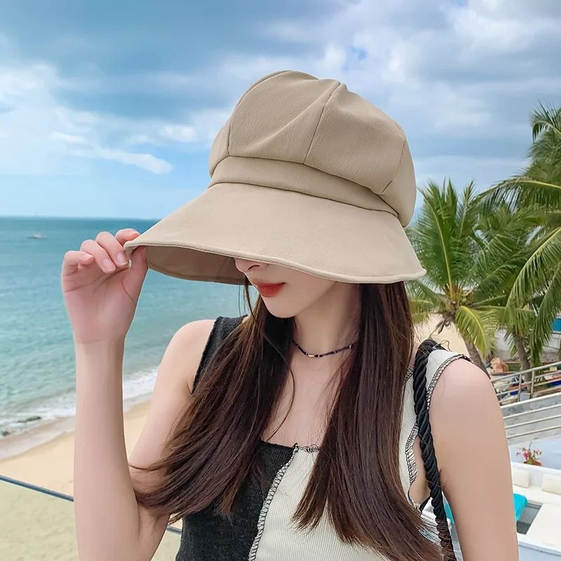 Womens Foldable Wide Brim Sun Bucket Hat 5