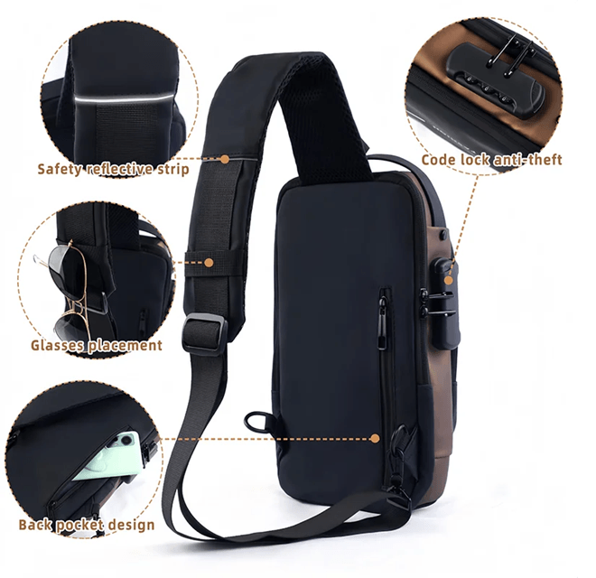 Mens Anti Theft Chest Bag Durable Oxford Crossbody Backpack 2