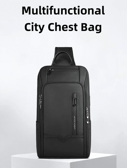 Mens Anti Theft Shoulder Bag Waterproof Crossbody Sling With USB Port 1