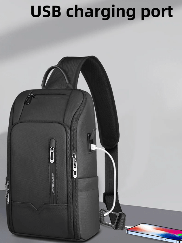 Mens Anti Theft Shoulder Bag Waterproof Crossbody Sling With USB Port 3