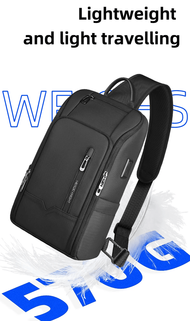 Mens Anti Theft Shoulder Bag Waterproof Crossbody Sling With USB Port 4