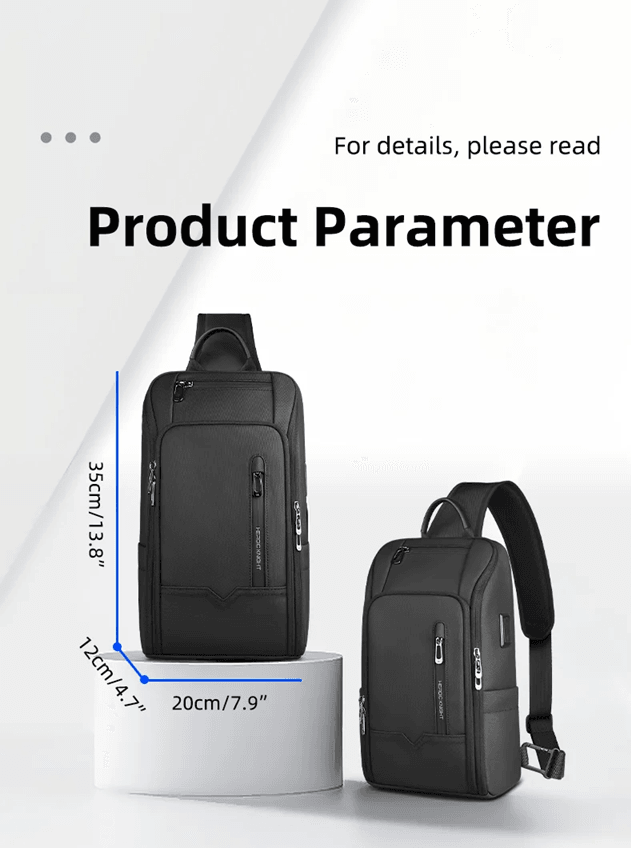 Mens Anti Theft Shoulder Bag Waterproof Crossbody Sling With USB Port 5