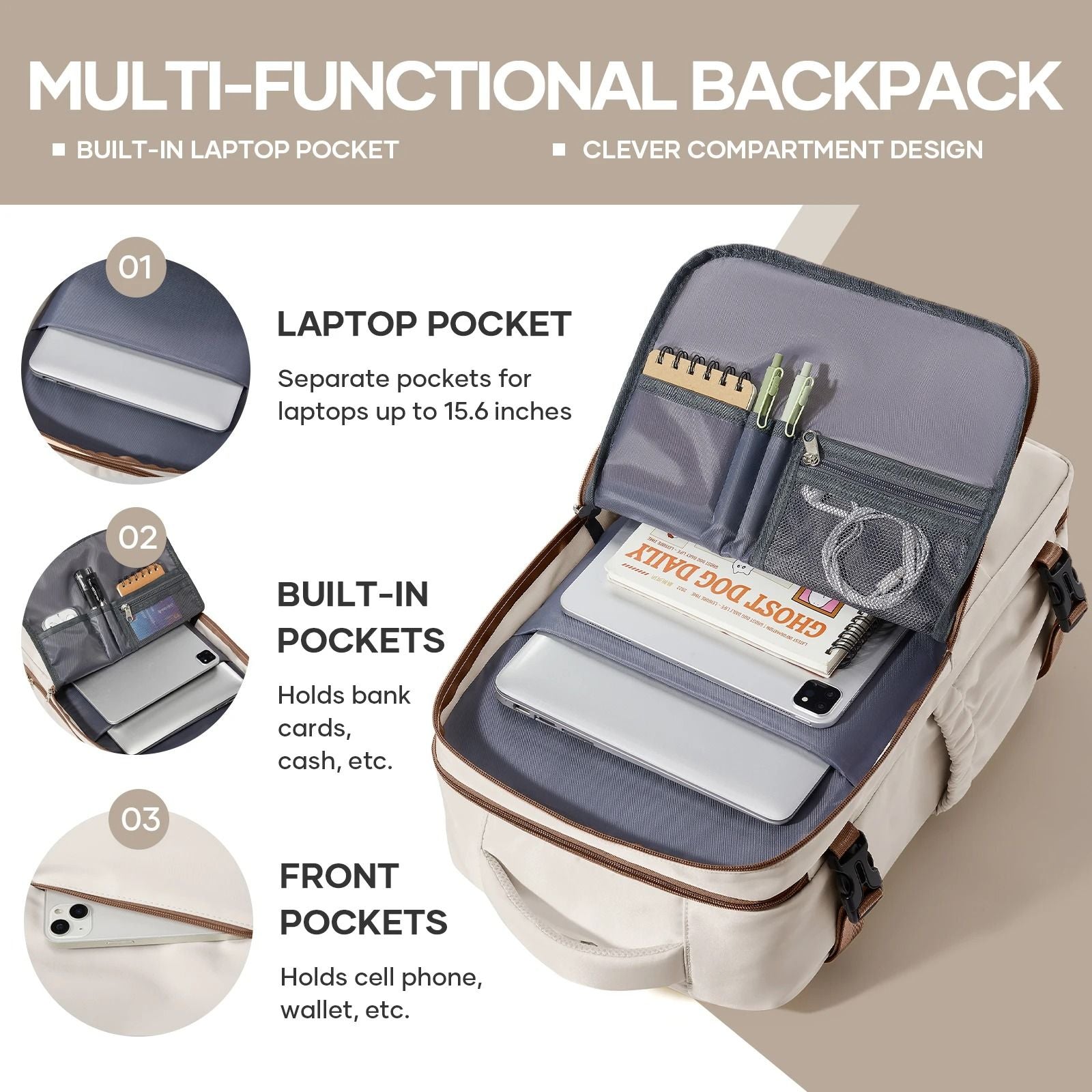 Waterproof Travel Laptop Backpack 1