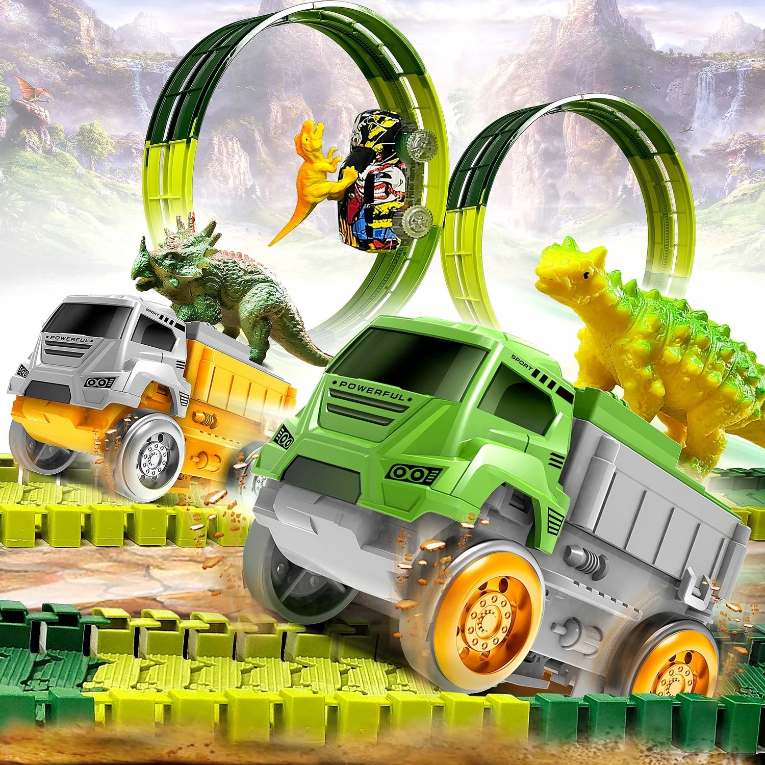 Children Electric Dinosaur Track Car Toy Set 1