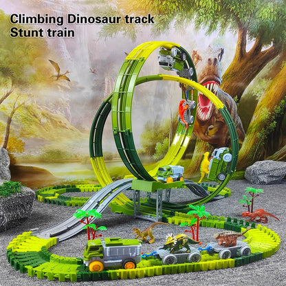 Children Electric Dinosaur Track Car Toy Set 4