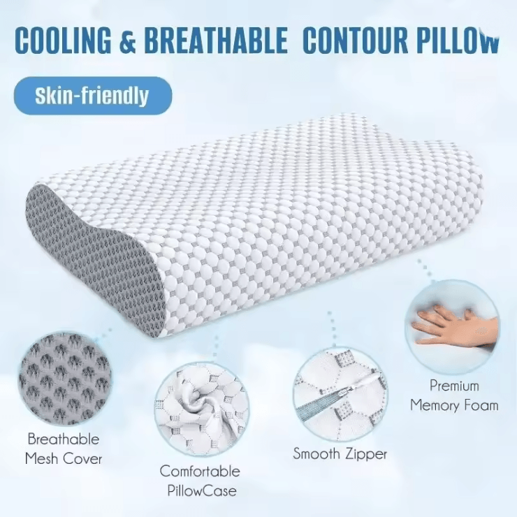 ErgoRest Memory Foam Neck Pillow For Pain Relief And Deep Sleep 1