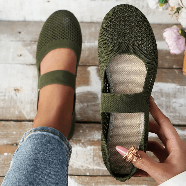 Womens Mesh Slip On Flats Lightweight Non Slip Casual Shoes 1