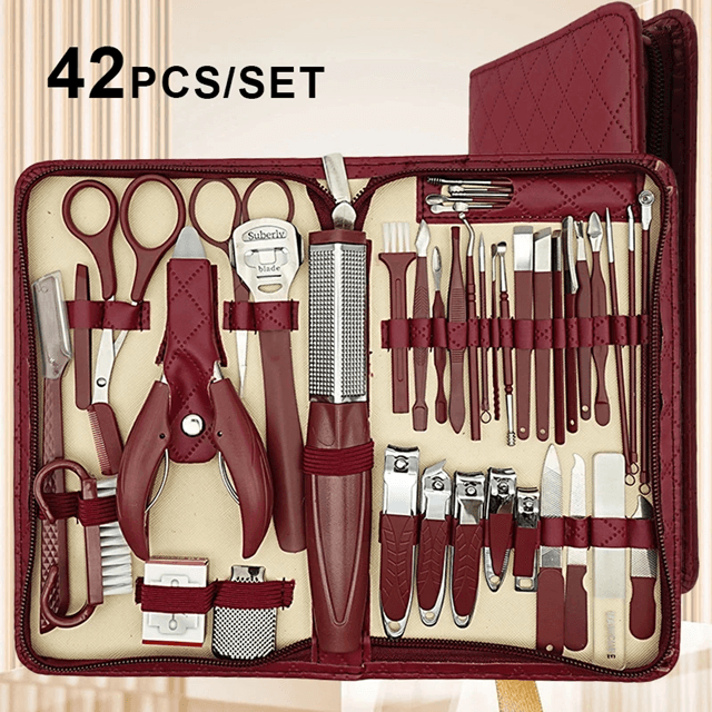 42 In 1 Manicure And Pedicure Set Stainless Steel Grooming Travel Kit 3