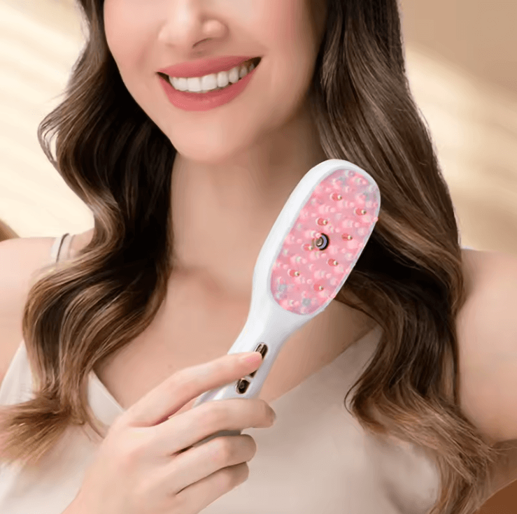 Electric Scalp Massage Comb with Red and Blue Light Therapy for Hair Growth and Relaxation