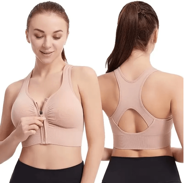 Womens Sports Bra With Front Zipper Fitness Yoga Gym Top 3