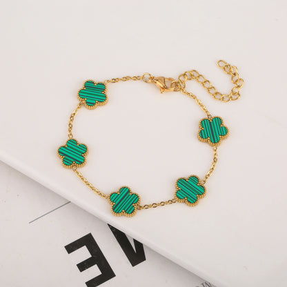 Luxury Gold Plated Clover Bracelet  Adjustable Stainless Steel 316L Flower Jewelry For Women 9