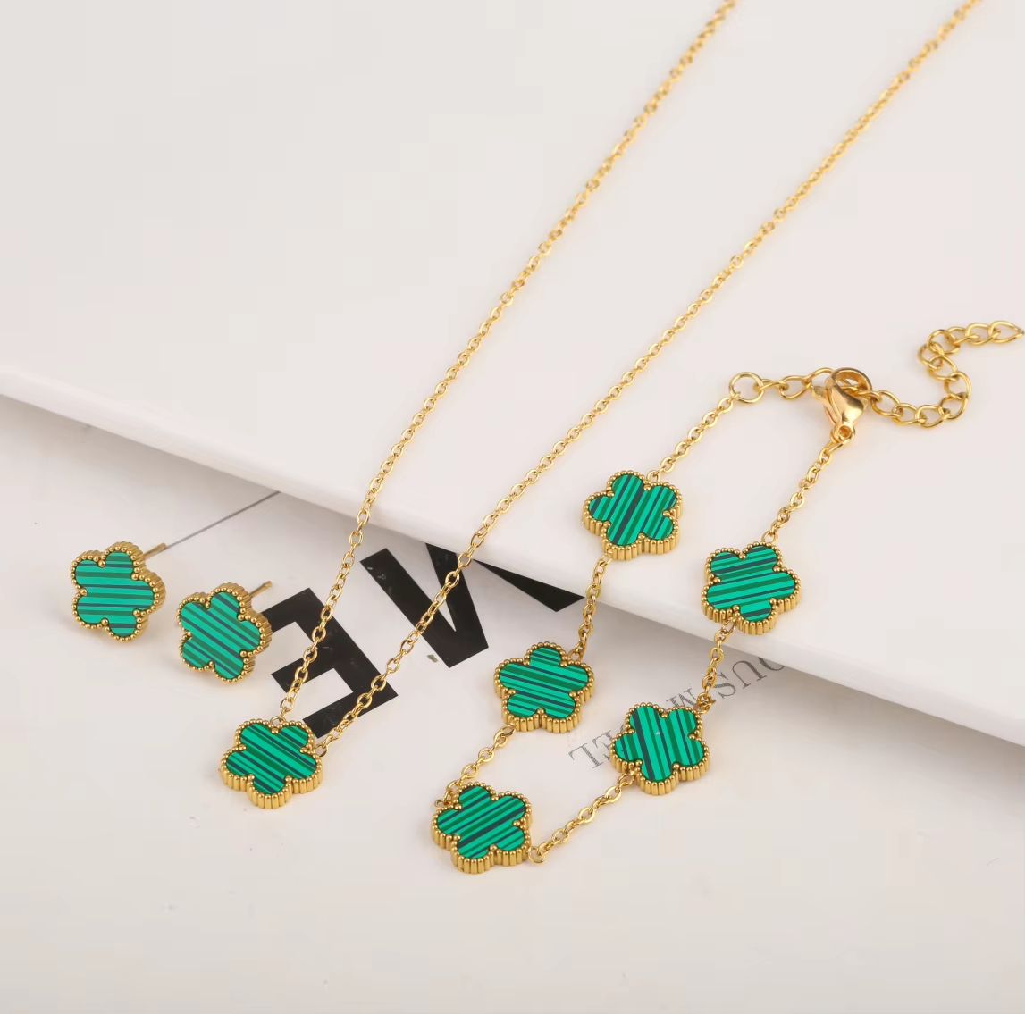 Luxury Gold Plated Clover Bracelet  Adjustable Stainless Steel 316L Flower Jewelry For Women 11