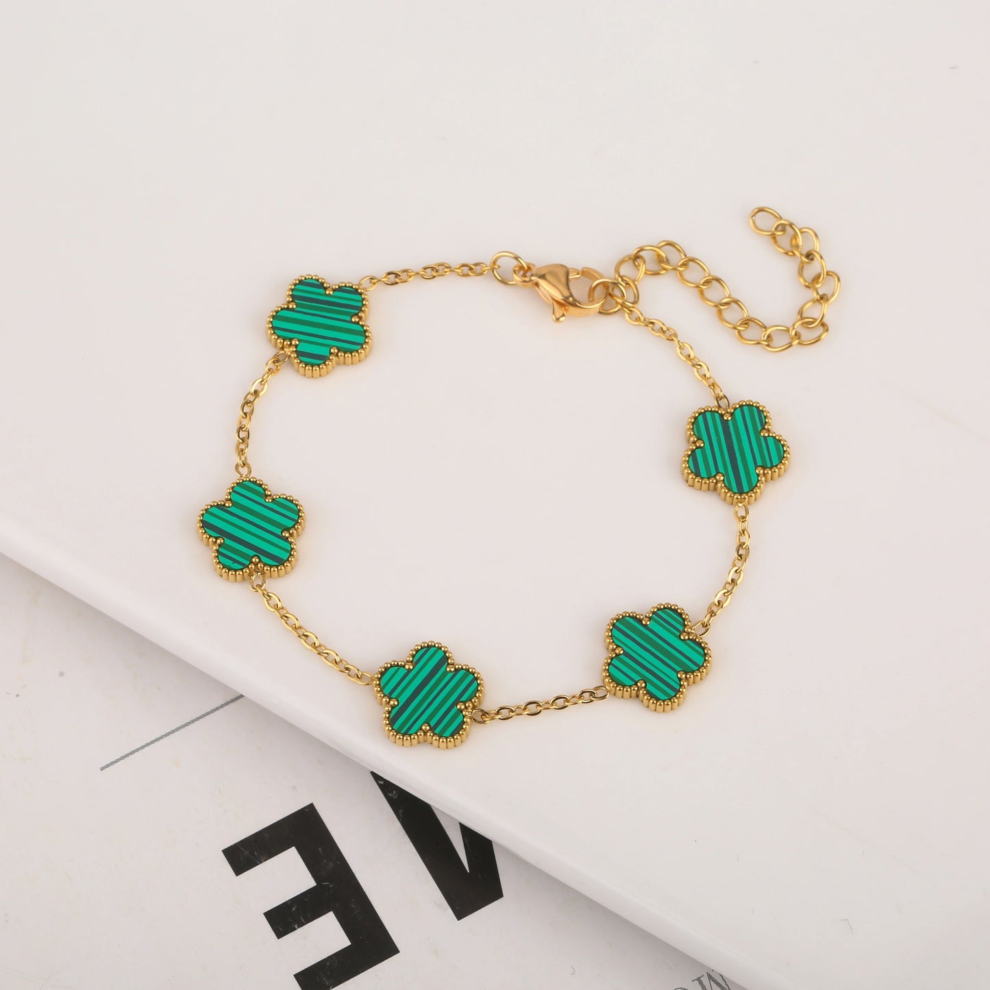 Luxury Gold Plated Clover Bracelet  Adjustable Stainless Steel 316L Flower Jewelry For Women 1