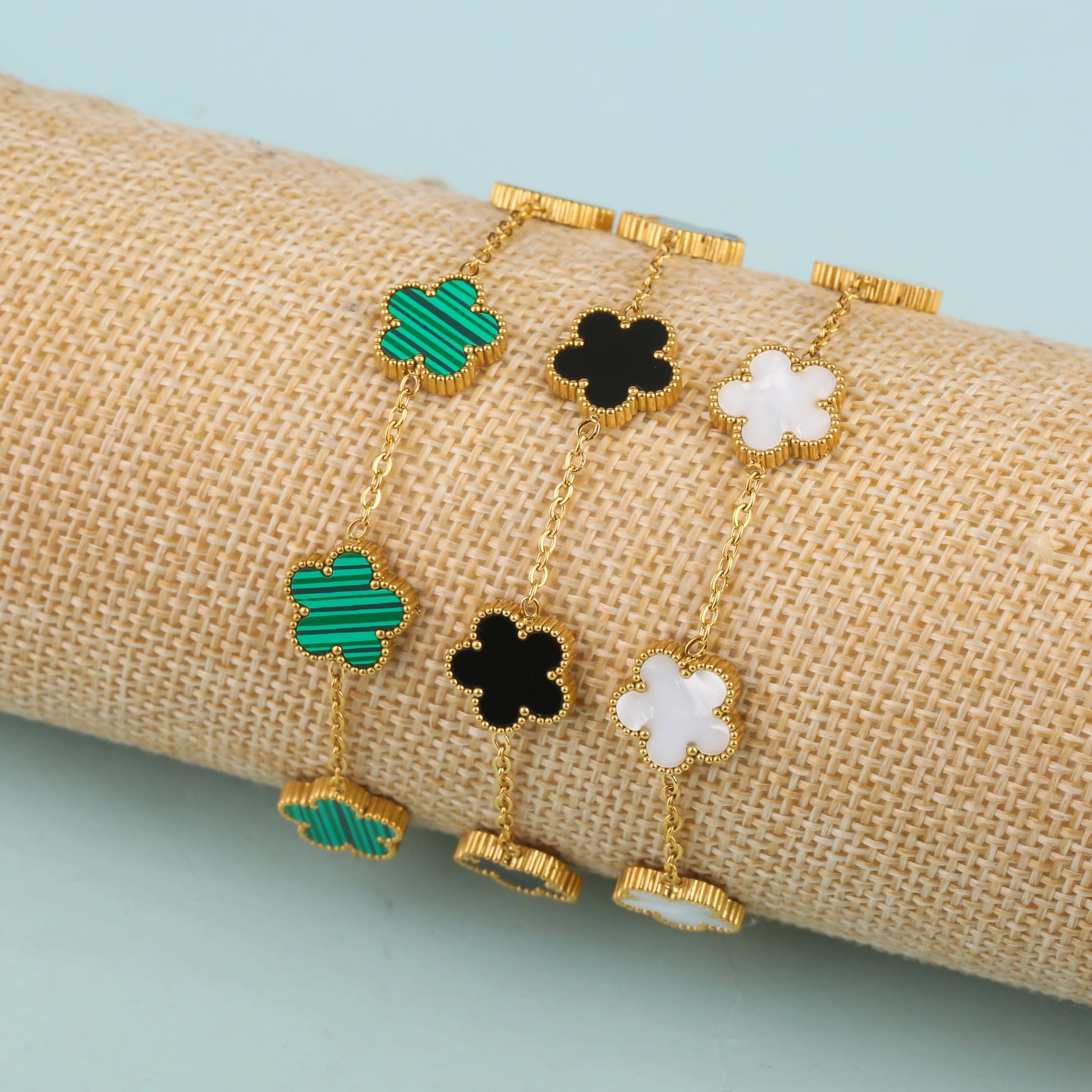 Luxury Gold Plated Clover Bracelet  Adjustable Stainless Steel 316L Flower Jewelry For Women 3