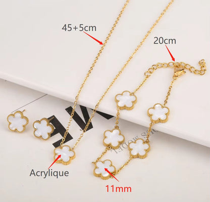 Luxury Gold Plated Clover Bracelet  Adjustable Stainless Steel 316L Flower Jewelry For Women 4