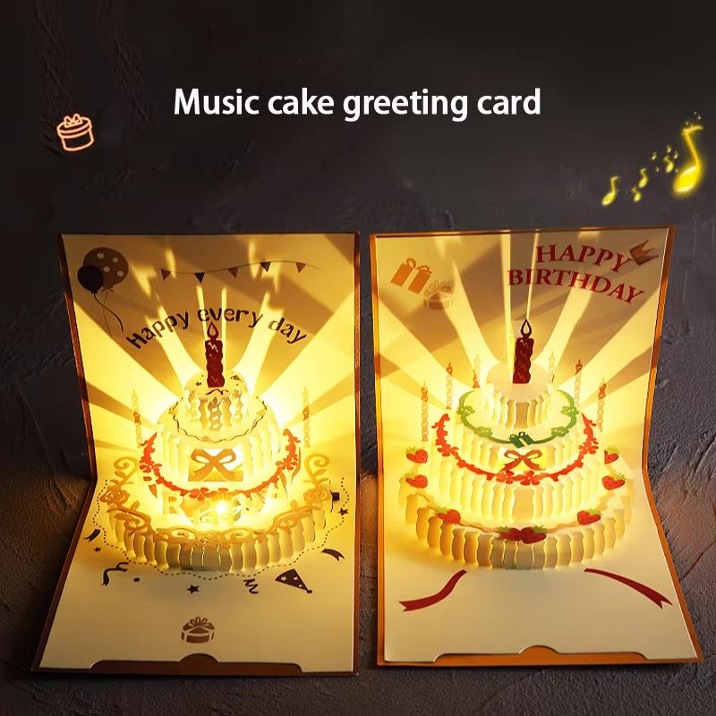 3D Pop-Up Musical Greeting Card – Birthday & Wedding LED Gift Card with Envelope