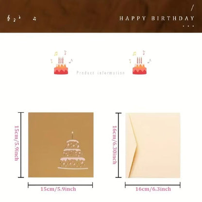 3D PopUp Musical Greeting Card  Birthday  Wedding LED Gift Card With Envelope 5