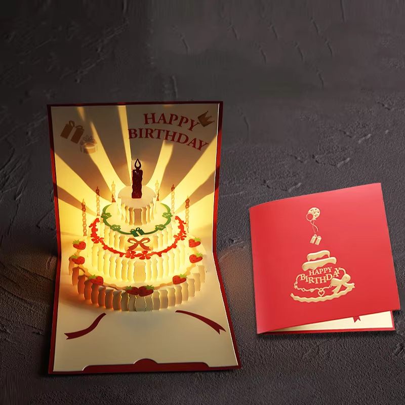 3D PopUp Musical Greeting Card  Birthday  Wedding LED Gift Card With Envelope 8