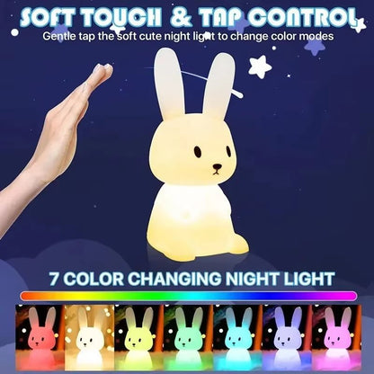 LED Silicone Rabbit Night Light  Touch Sensor Cute Animal Lamp For Kids  Baby Bedroom 1