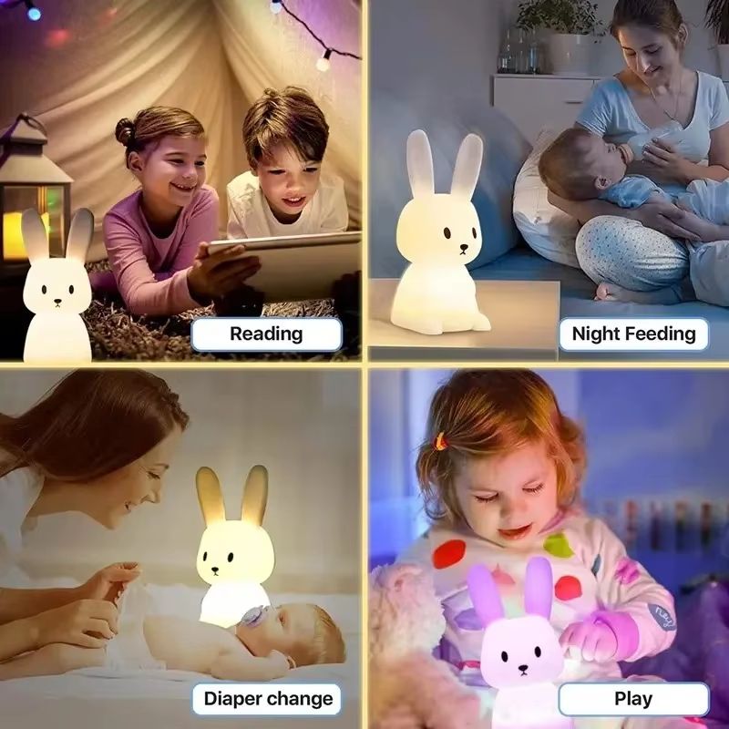 LED Silicone Rabbit Night Light  Touch Sensor Cute Animal Lamp For Kids  Baby Bedroom 3