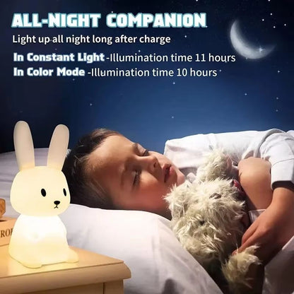 LED Silicone Rabbit Night Light  Touch Sensor Cute Animal Lamp For Kids  Baby Bedroom 4
