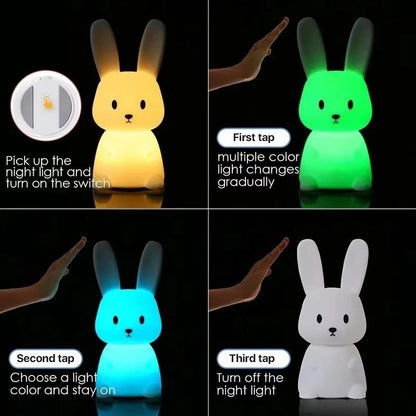 LED Silicone Rabbit Night Light  Touch Sensor Cute Animal Lamp For Kids  Baby Bedroom 5