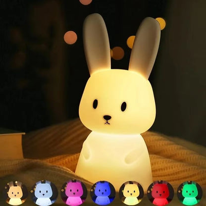 LED Silicone Rabbit Night Light  Touch Sensor Cute Animal Lamp For Kids  Baby Bedroom 6