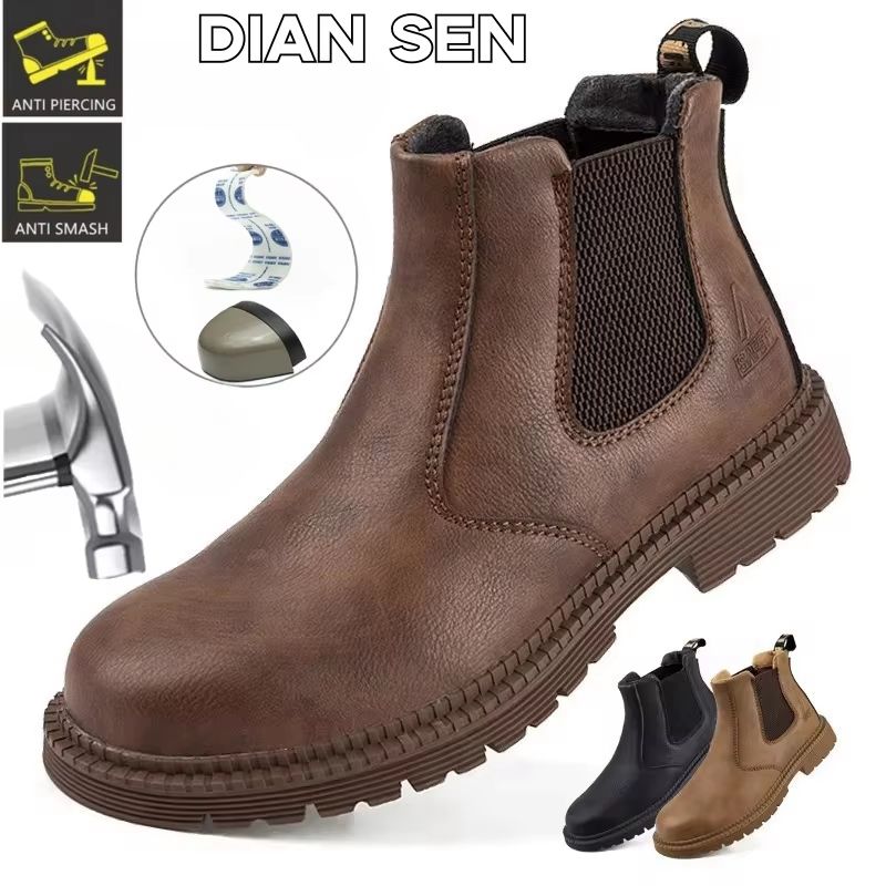 TitanGuard Waterproof Steel-Toe Work Boots - Men's Indestructible Leather Safety Footwear