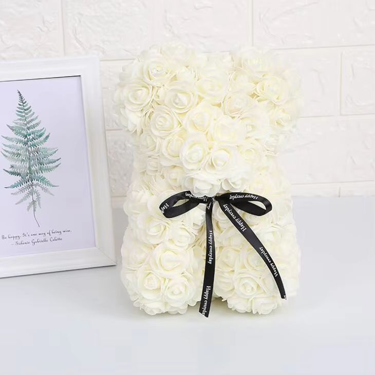 25cm Rose Bear  Artificial Flower Gift For Girlfriend Anniversary  Valentines Day 16