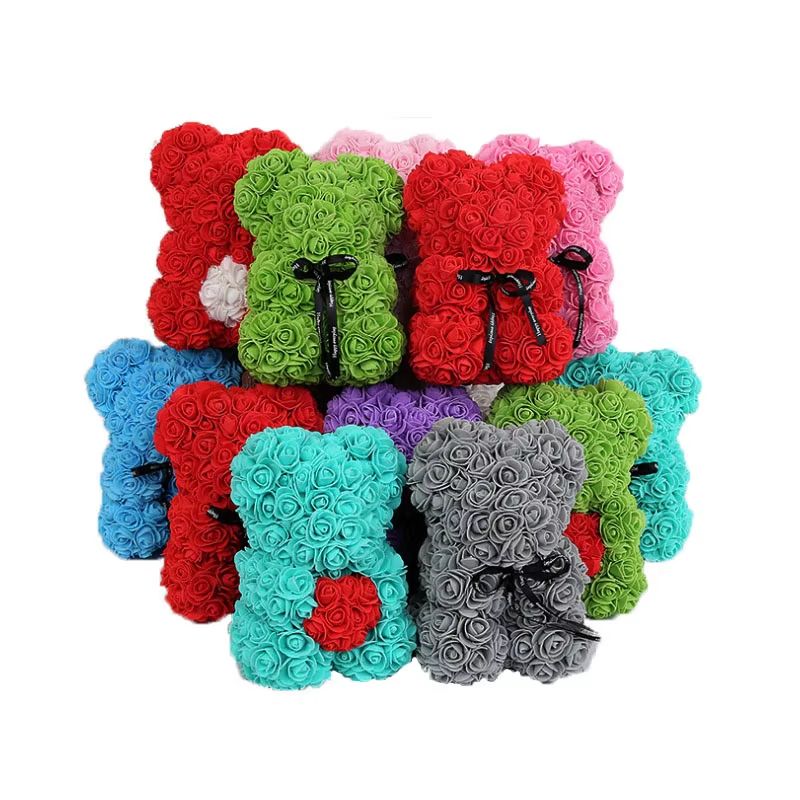 25cm Rose Bear  Artificial Flower Gift For Girlfriend Anniversary  Valentines Day 1