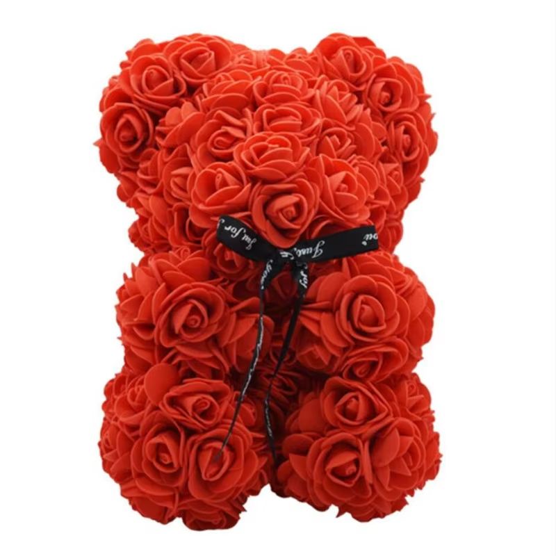 25cm Rose Bear  Artificial Flower Gift For Girlfriend Anniversary  Valentines Day 2