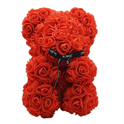 25cm Rose Bear  Artificial Flower Gift For Girlfriend Anniversary  Valentines Day 2