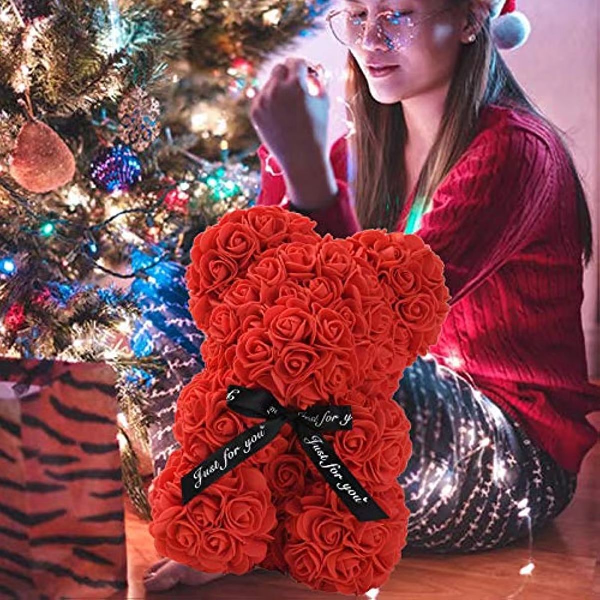25cm Rose Bear  Artificial Flower Gift For Girlfriend Anniversary  Valentines Day 4