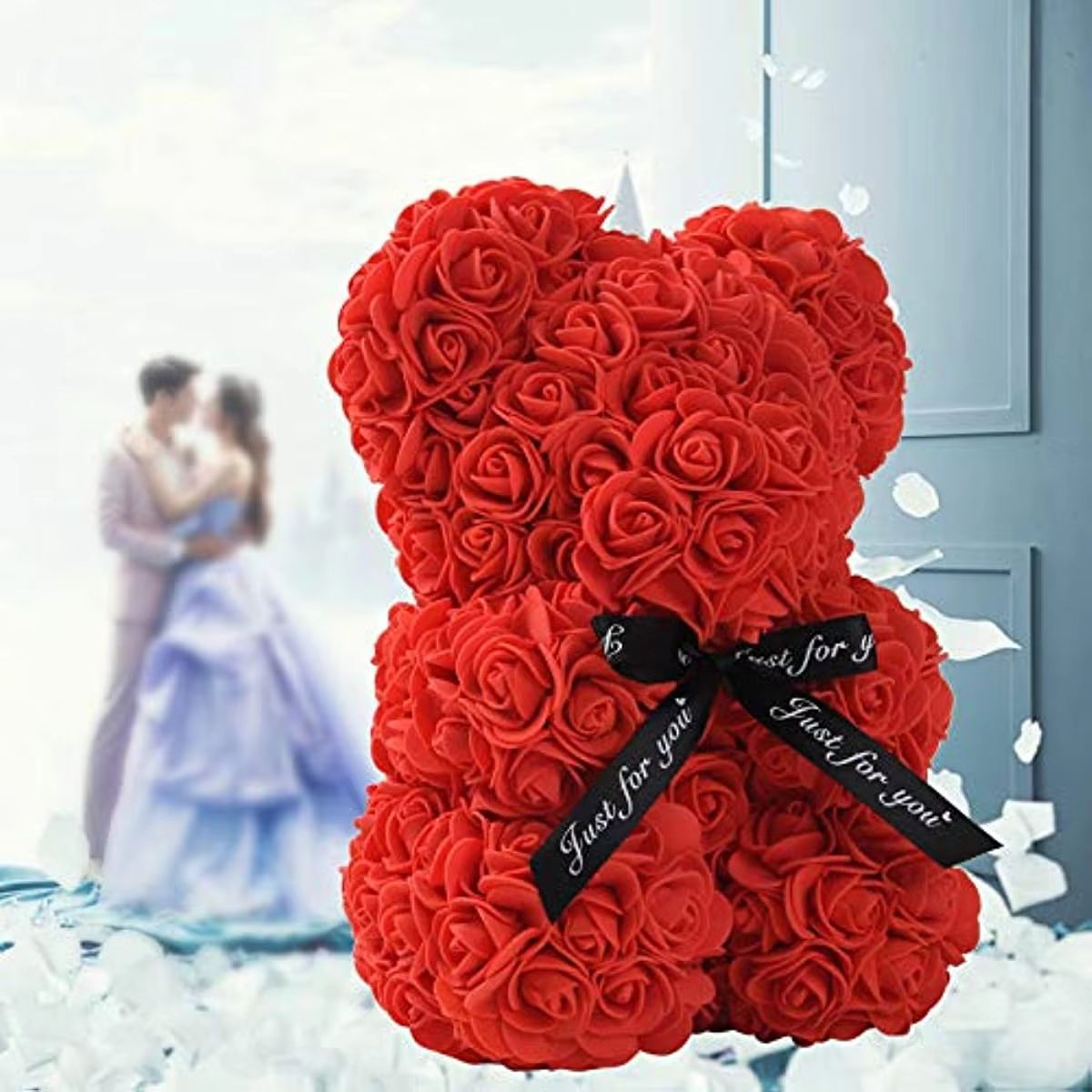 25cm Rose Bear  Artificial Flower Gift For Girlfriend Anniversary  Valentines Day 5