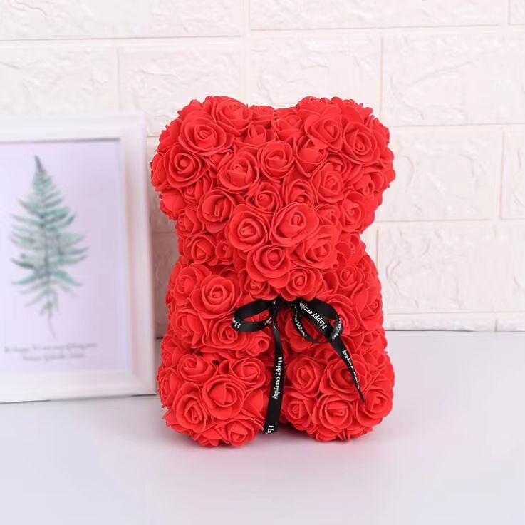 25cm Rose Bear  Artificial Flower Gift For Girlfriend Anniversary  Valentines Day 7