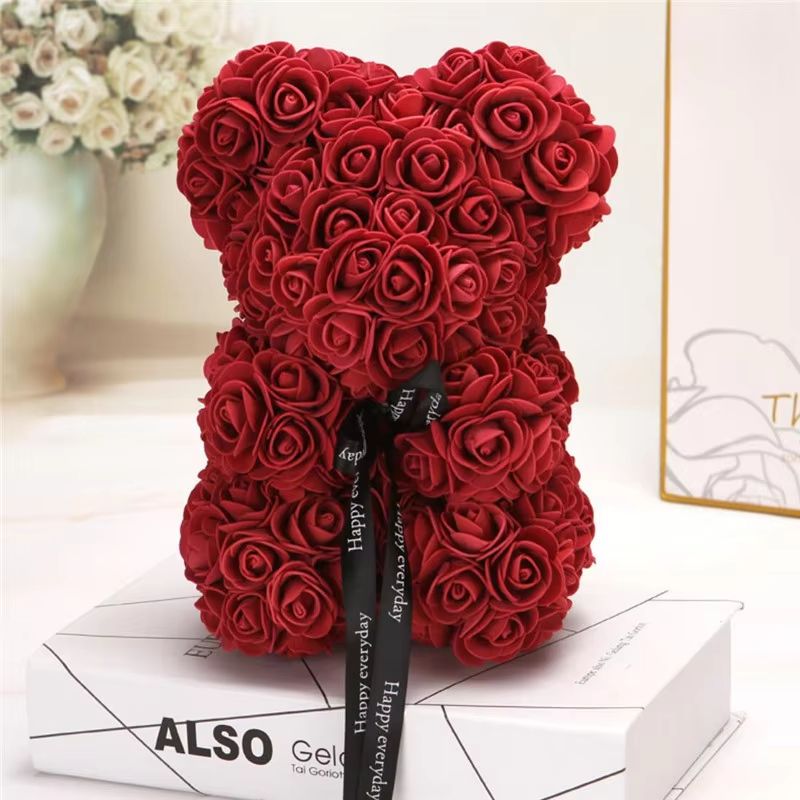 25cm Rose Bear  Artificial Flower Gift For Girlfriend Anniversary  Valentines Day 8